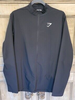 Gymshark Arrival Woven Full Zip Jacket Black Mock Neck Size Small